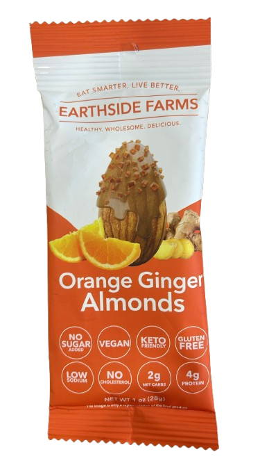 Earthside Farms Orange Ginger Almonds – Vegan, Keto Friendly, Gluten Free 1 oz