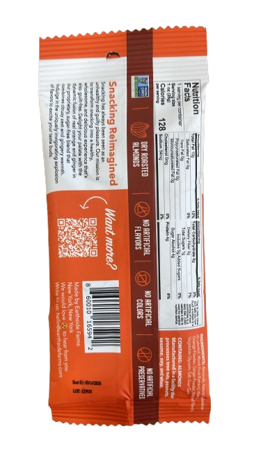 Earthside Farms Orange Ginger Almonds – Vegan, Keto Friendly, Gluten Free 1 oz