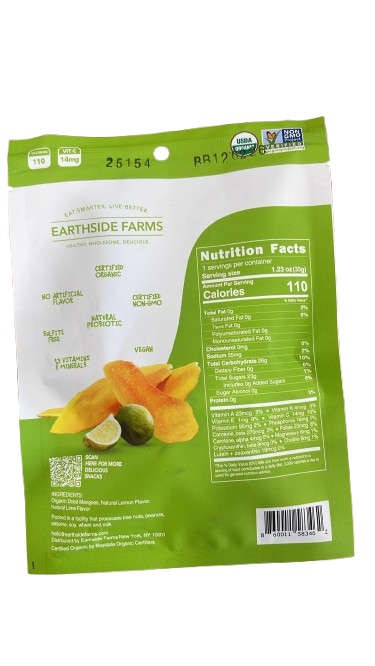 Earthside Farms Citrus Splash Dried Organic Mangoes – Vegan, Gluten Free, Non-GMO 1.23 oz