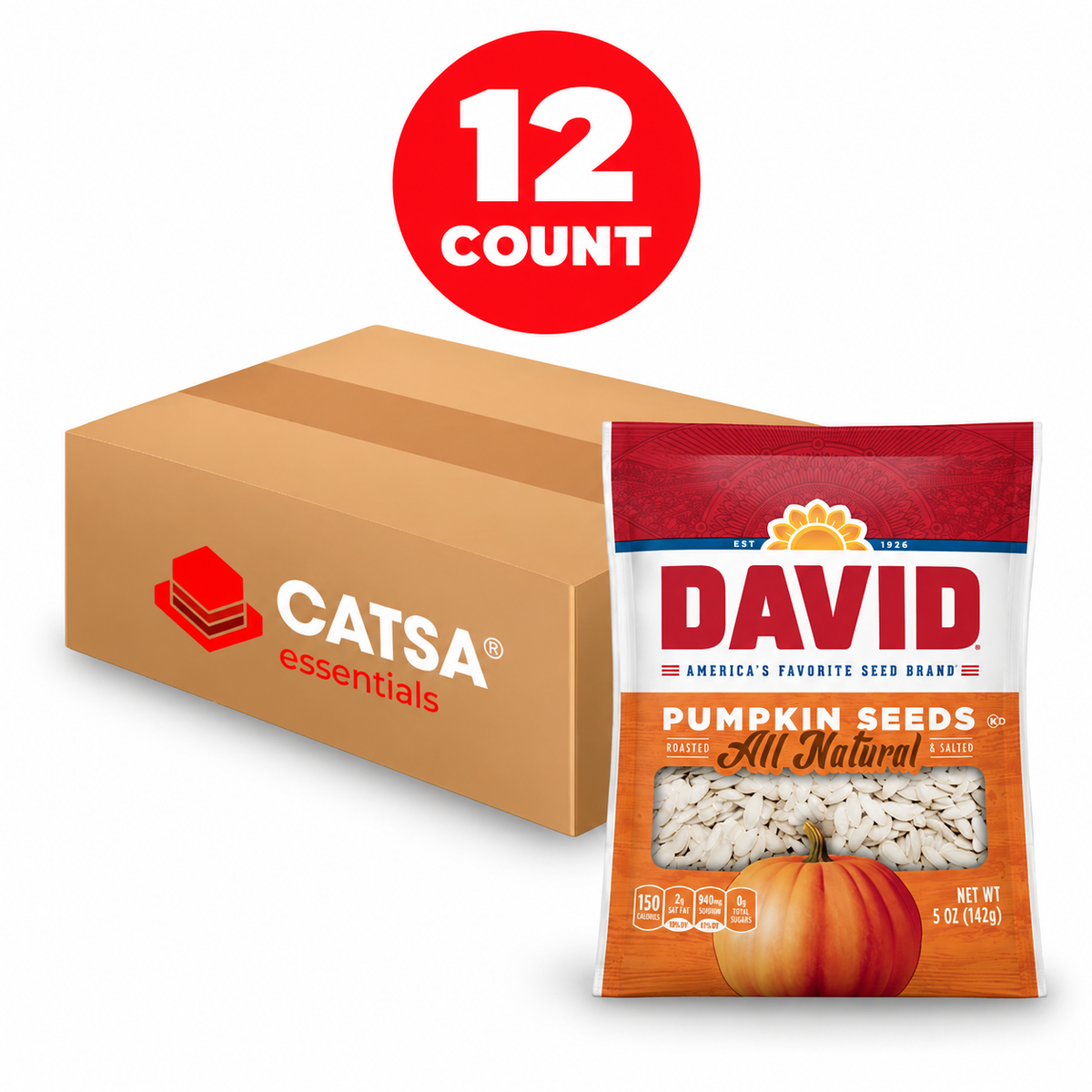DAVID PUMPKIN SEEDS 5 OZ - PACK OF 12