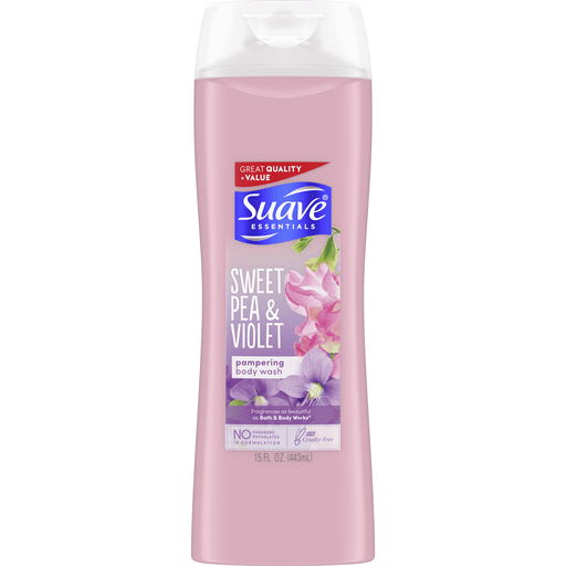 Suave Essentials Body Wash, Sweet Pea and Violet, 15 oz