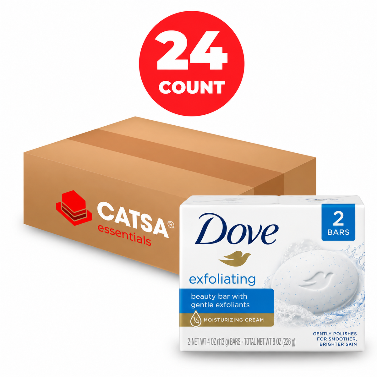 DOVE EXFOLIATING BAR SOAP 2PK8 OZ - PACK OF 24
