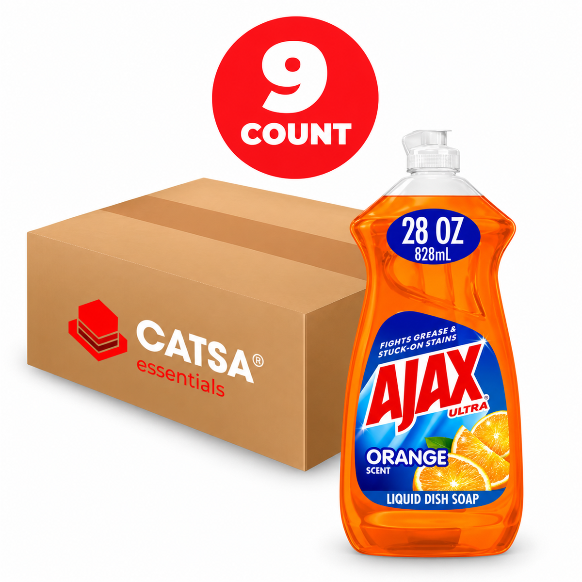 AJAX ORANGE DISH SOAP 28 OZ - PACK OF 9