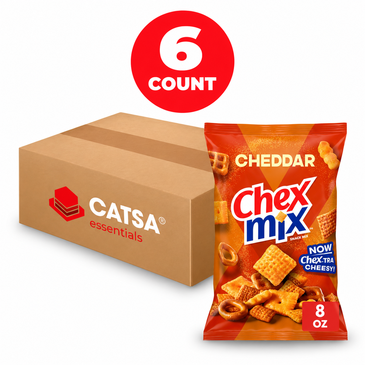 CHEX MIX CHEDDAR 8 OZ - PACK OF 6