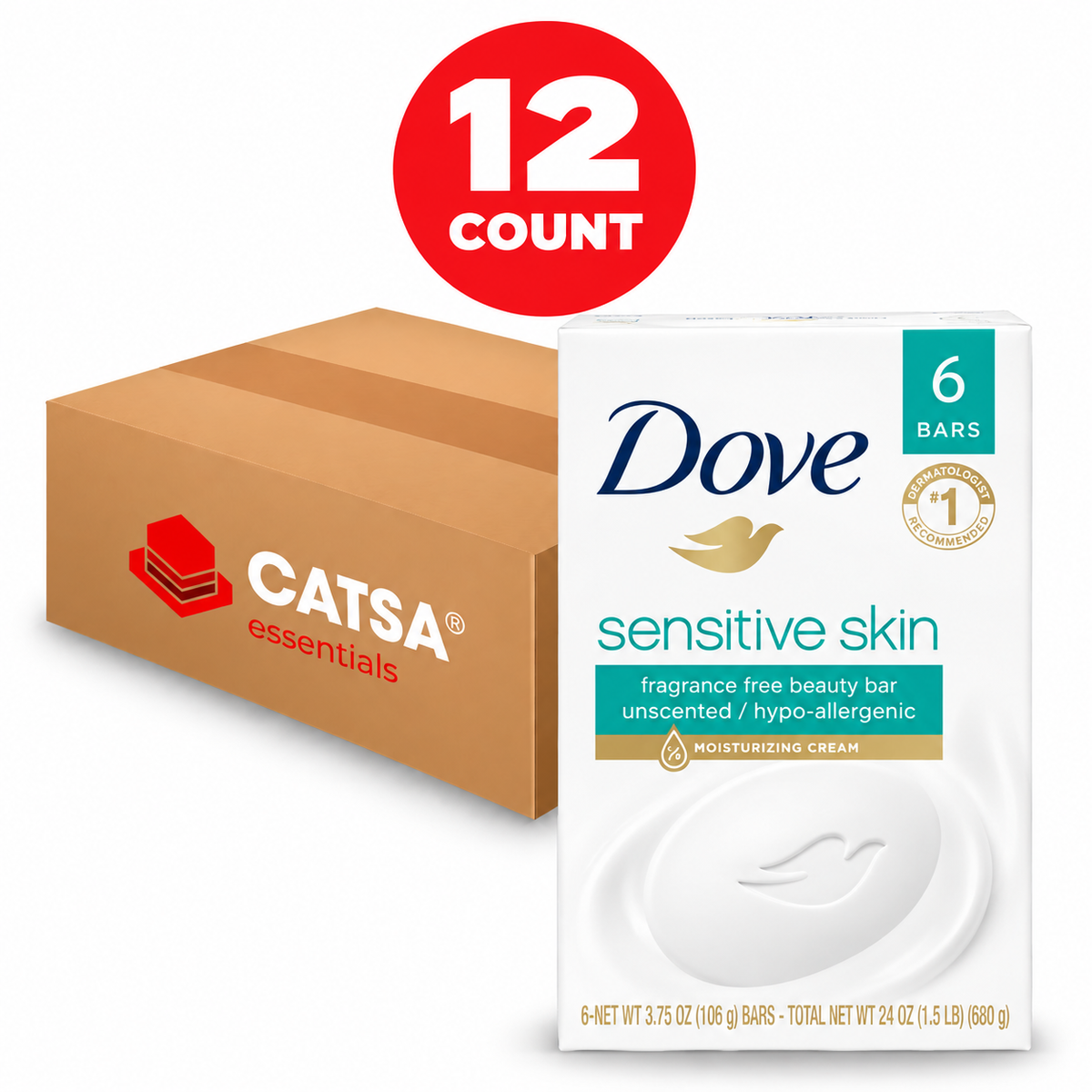 DOVE SENSITIVE SKIN BAR SOAP 6PK24 OZ - PACK OF 12