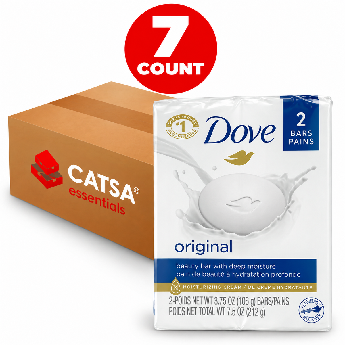 DOVE ORIGINAL BEAUTY BAR 3.75 OZ 2 CT - PACK OF 7