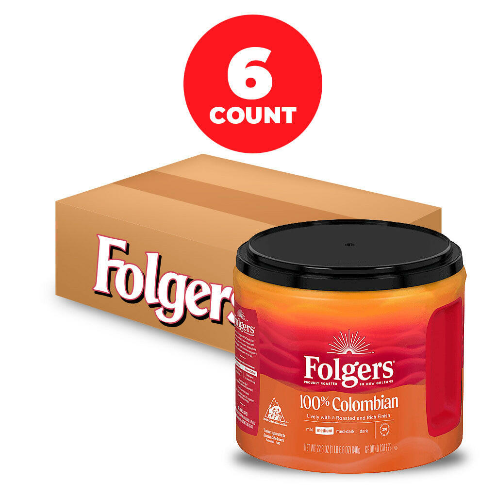 Folgers Coffee, Ground, 100% Colombian, Medium 22.6 Oz