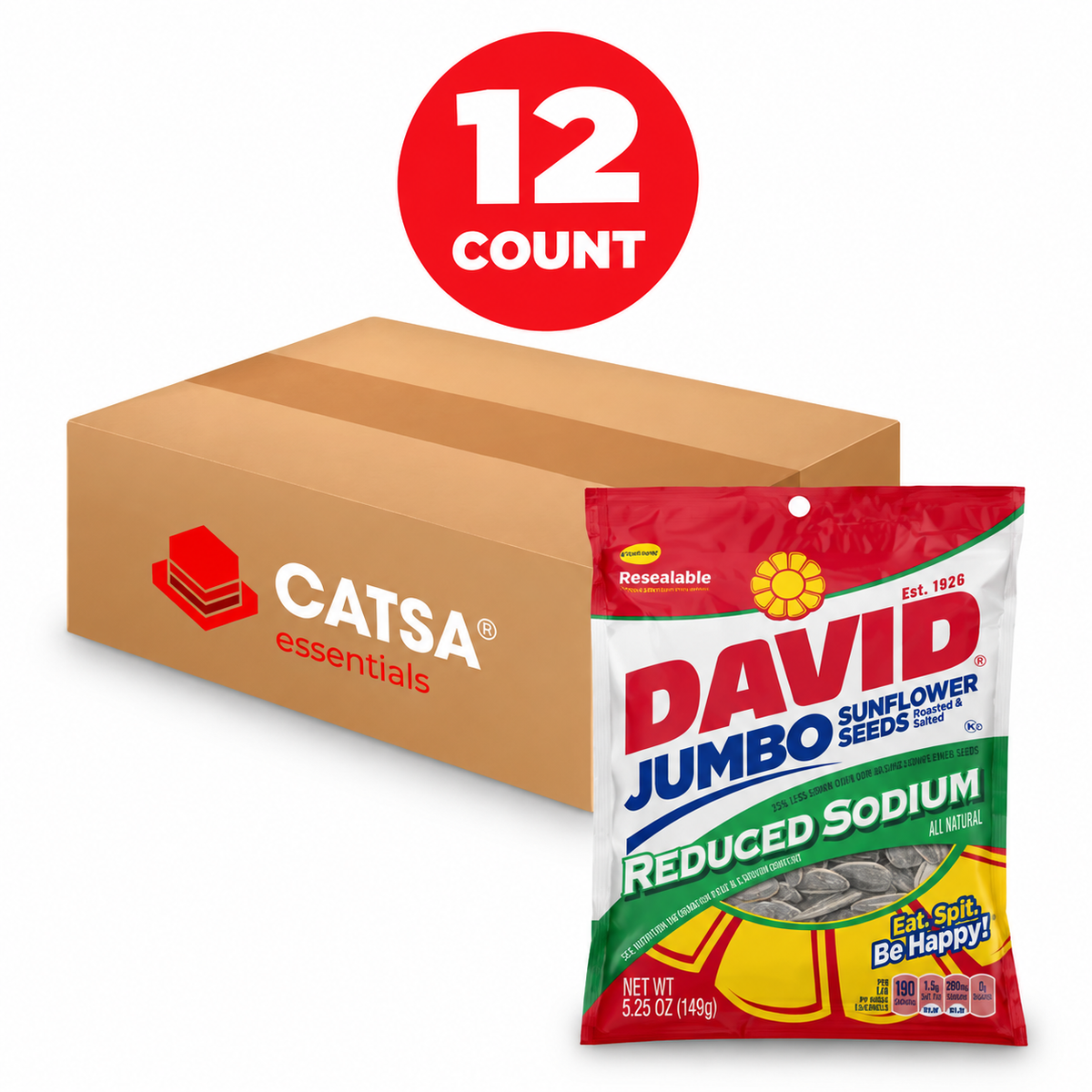 DAVID REDUCED SODIUM SUNFLOWER SEEDS 5.75 OZ - PACK OF 12