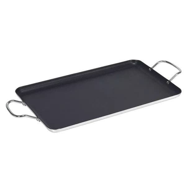 Imusa Large 20" X 12" Nonstick Double Burner Griddle with Metal Handles, Black.