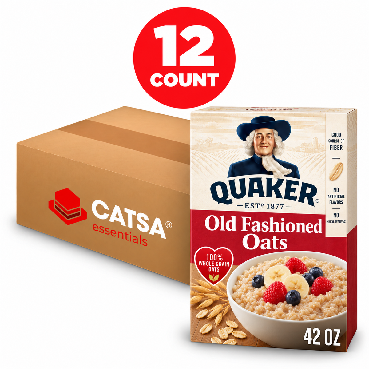 QUAKER OLD FASHIONED OATS 42 OZ - PACK OF 12