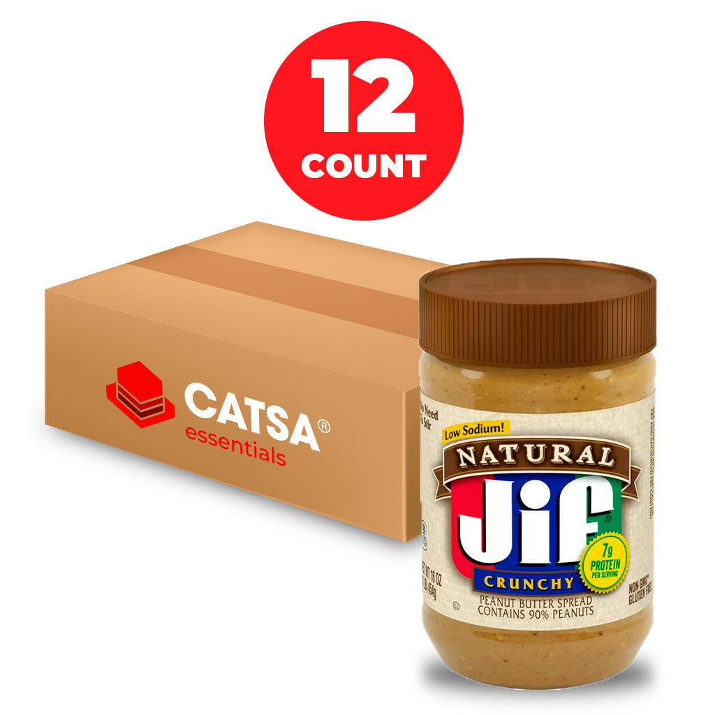 Jif Natural Crunchy Peanut Butter Spread Contains 90 Peanuts, 16oz Catsa essentials
