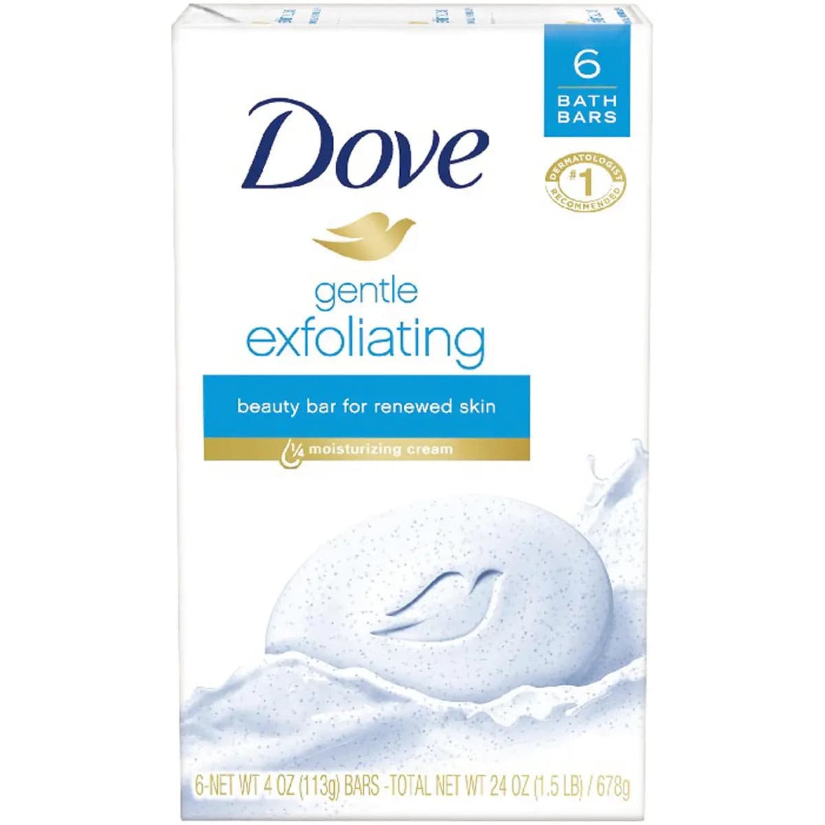 Dove Exfoliating Beauty Bar Soap 6 Bar 24oz.