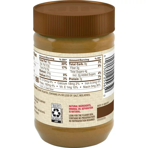 Jif Natural Creamy Peanut Butter Spread, 16 oz.