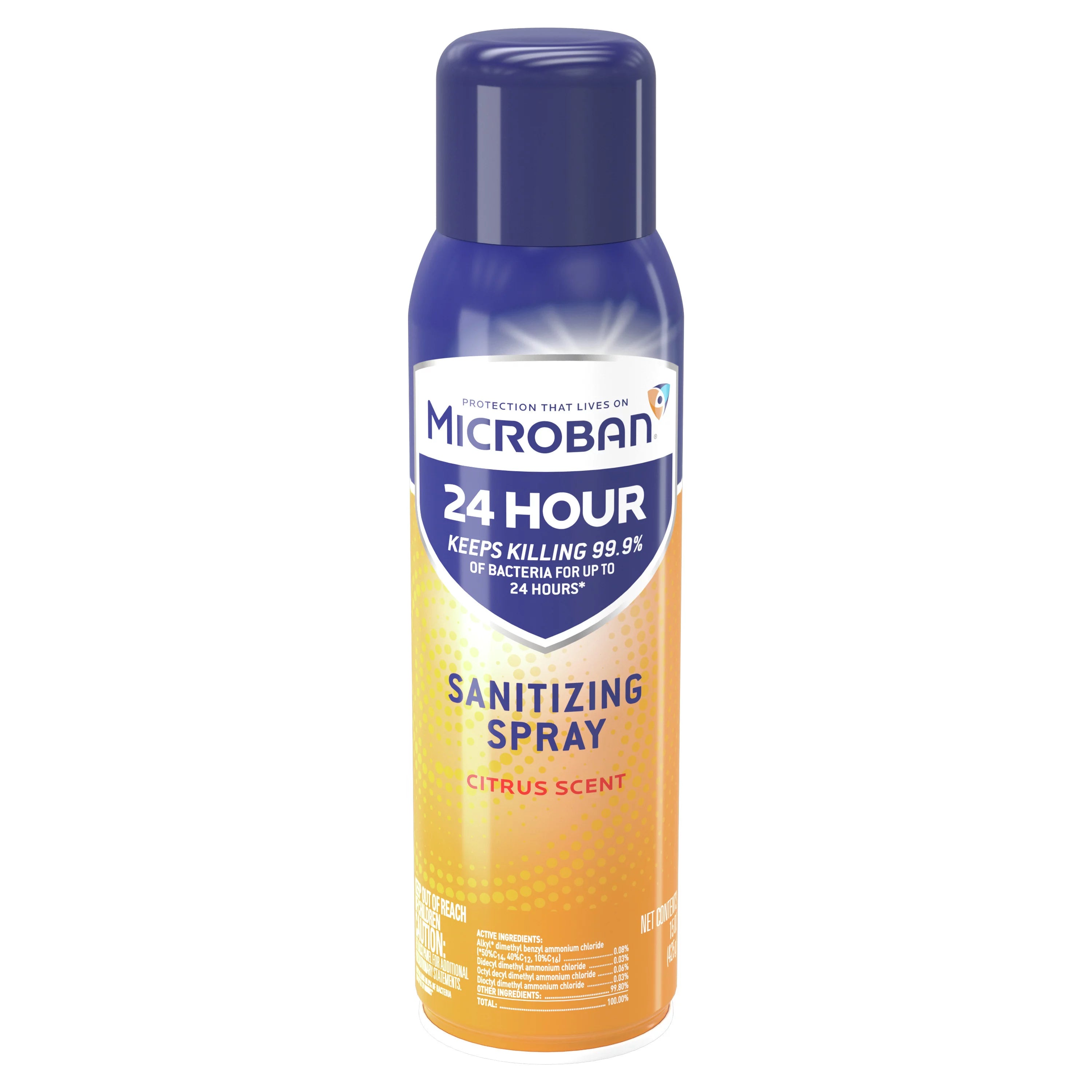 Microban 24 Hour Disinfectant Sanitizing Spray, Citrus Scent, 15 fl oz.
