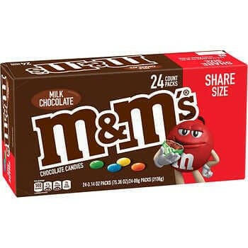 M&Ms Plain Chocolate Candy – King Size 24 CT.