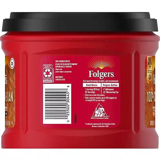 Folgers Coffee, Ground, 100% Colombian, Medium 22.6 Oz.